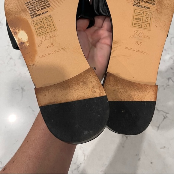J Crew Scrunch Black Leather Delta Slide Sandal Size 8.5 - Picture 9 of 9